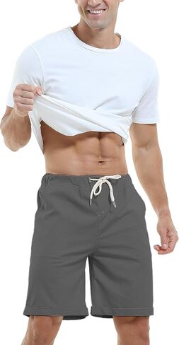 Hoerev Brand Men's Linen Casual Light Fit Shorts in Kuwait