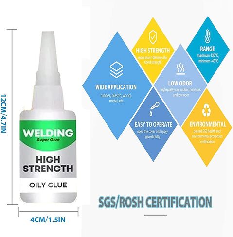 Welding High-Strength Oil-Based Glue, Universal Super-Instant Glue, Super-Bright Liquid Glue Can Quickly Repair and Cure, Suitable for Metal, Plastic, Wood, Ceramics, Leather， 50 Grams/Bottle (2PCS) in Saudi Arabia