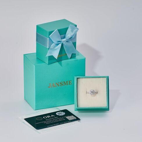 Jansme 1.5ct Cushion Cut Halo Moissanite Engagement Rings for Women Half Eternity 925 Sterling Silver Firmly Fixed By 4 Prongs Brilliant Solitaire Square Real Moissanite Engagement Rings Size 4-11 in Saudi Arabia
