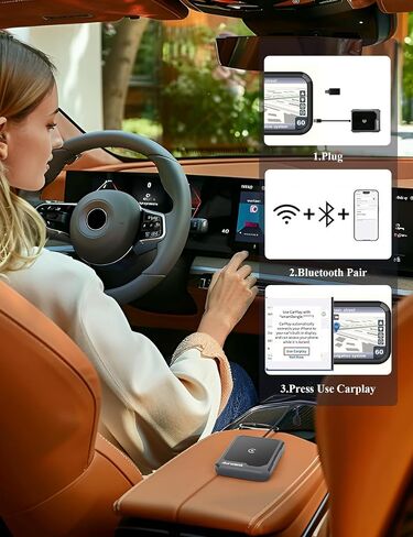 Wireless CarPlay Adapter,Wireless ＆ Stable Connectivity,Carplay Wireless Adapter for Apple Compatible with iPhone and Vehicles,Compact Designed Wireless Carplay Adapter 2024 Enhanced Safety(Grey) in Saudi Arabia
