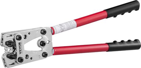 أداة تجعيد عروة كابل بطارية VEVOR، 10-1/0AWG مع قاطع كابل و95 قطعة من أطراف الحلقة النحاسية، و100 قطعة من أنابيب الانكماش الحراري و6 قوالب تجعيد بأحجام الأسلاك، لعروات الأسلاك شديدة التحمل in Saudi Arabia