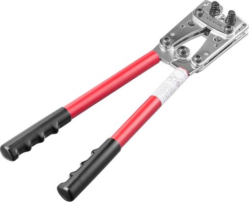 أداة تجعيد عروة كابل بطارية VEVOR، 10-1/0AWG مع قاطع كابل و95 قطعة من أطراف الحلقة النحاسية، و100 قطعة من أنابيب الانكماش الحراري و6 قوالب تجعيد بأحجام الأسلاك، لعروات الأسلاك شديدة التحمل in Saudi Arabia