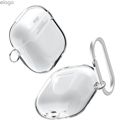 elago Clear Case Compatible with AirPods 4 Case - Compatible with AirPods 4th Generation Case, Carabiner Included, Reduced Yellowing, Wireless Charging, Shock Resistant, Full Protection (Transparent) in Kuwait