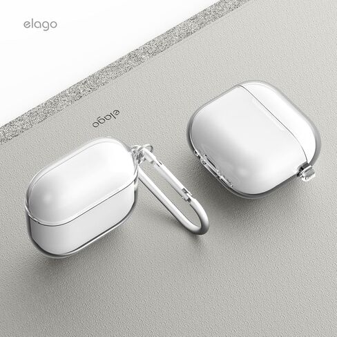 elago Clear Case Compatible with AirPods 4 Case - Compatible with AirPods 4th Generation Case, Carabiner Included, Reduced Yellowing, Wireless Charging, Shock Resistant, Full Protection (Transparent) in Kuwait