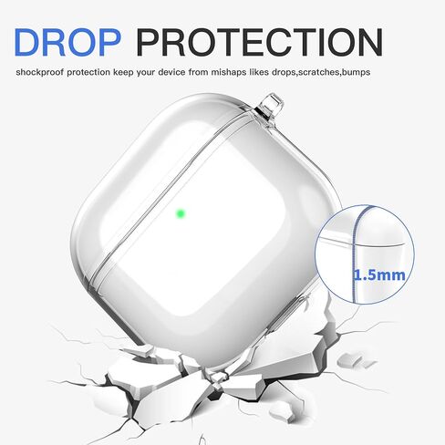 حافظة شفافة متوافقة مع AirPods 4 مع خاصية إلغاء الضوضاء النشطة، حافظة شفافة مضادة للاصفرار مع سلسلة مفاتيح ومجموعة منظف in Kuwait