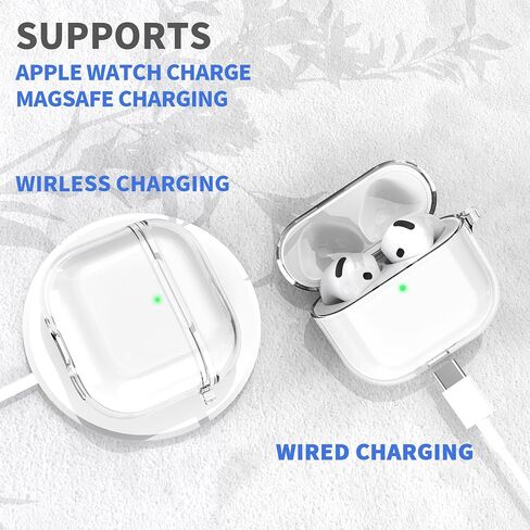 حافظة شفافة متوافقة مع AirPods 4 مع خاصية إلغاء الضوضاء النشطة، حافظة شفافة مضادة للاصفرار مع سلسلة مفاتيح ومجموعة منظف in Kuwait
