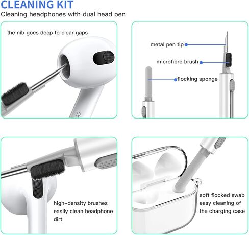 حافظة شفافة متوافقة مع AirPods 4 مع خاصية إلغاء الضوضاء النشطة، حافظة شفافة مضادة للاصفرار مع سلسلة مفاتيح ومجموعة منظف in Kuwait