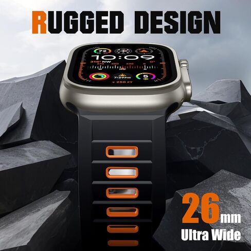حزام Odbeai الرياضي متوافق مع Apple Watch Ultra 2/Ultra Band، متوافق مع أحزمة ساعة Apple للرجال 49 مم 46 مم 45 مم 44 مم 42 مم، حزام بديل مقاوم للماء من السيليكون لسلسلة iWatch SE 10 9 8-1 in Saudi Arabia