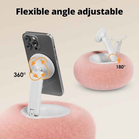 SupeDesk Magnetic Phone Pillow Stand, Phone Holder for Bed,Lap,Desk, Cozy Pillow Stand with Snack Bowl and 2 Magnetic Rings, Compatible with 3.5-7" iPhone,E-Reader, Kindle, Pink in Kuwait