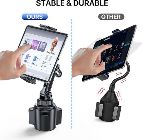 Miracase Cup Holder Tablet Mount for Car, Adjustable Long Neck Car Tablet Holder Friendly Compatible with iPad, Pro, Air, Mini Samsung Galaxy Tab, All 6.1-12.9" Tab in Saudi Arabia