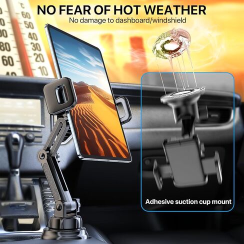 Miracase Cup Holder Tablet Mount for Car, Adjustable Long Neck Car Tablet Holder Friendly Compatible with iPad, Pro, Air, Mini Samsung Galaxy Tab, All 6.1-12.9" Tab in Saudi Arabia