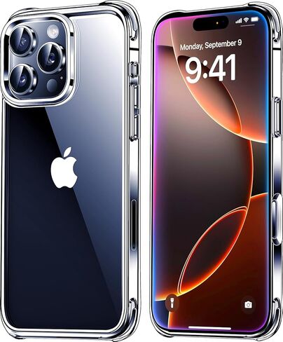 حافظة Mkeke لهاتف iPhone 16 Pro Max شفافة [غير صفراء] [حماية من السقوط من الدرجة العسكرية] حافظة شفافة مضادة للصدمات لهاتف iPhone 16 Pro Max حافظة ممتصة للصدمات لهاتف Apple 6.9 بوصة 2024 in Kuwait