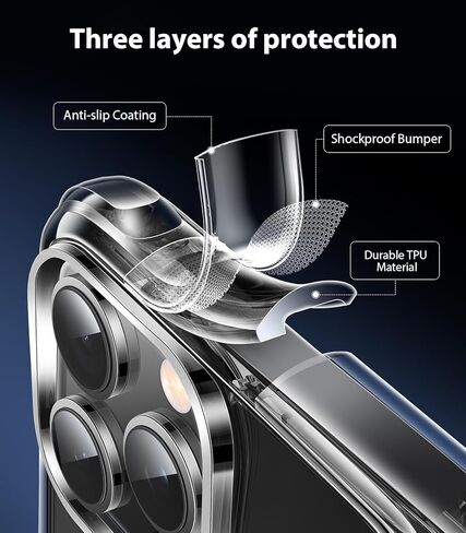 حافظة Mkeke لهاتف iPhone 16 Pro Max شفافة [غير صفراء] [حماية من السقوط من الدرجة العسكرية] حافظة شفافة مضادة للصدمات لهاتف iPhone 16 Pro Max حافظة ممتصة للصدمات لهاتف Apple 6.9 بوصة 2024 in Kuwait