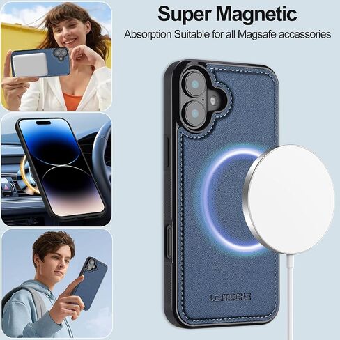 HAII for iPhone 16 Case, 2 in1 Multifunctional Detachable Wallet Phone Case for Men Women with RFID Blocking Card Holder Wrist Strap Shockproof Protective Case for iPhone 16 (Blue) in Saudi Arabia