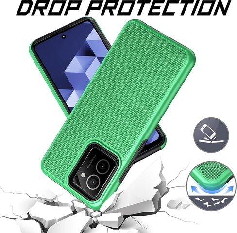 Ailiber for HMD Vibe TA-1590 Case, with Screen Protector, Dual Layer Shockproof Protective, Silicone Bumper Non Slip Back, Heavy Duty Rugged Cell Phone Cover for HMD Vibe N159V-Green in Saudi Arabia