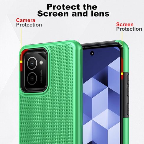 Ailiber for HMD Vibe TA-1590 Case, with Screen Protector, Dual Layer Shockproof Protective, Silicone Bumper Non Slip Back, Heavy Duty Rugged Cell Phone Cover for HMD Vibe N159V-Green in Saudi Arabia