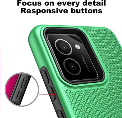 Ailiber for HMD Vibe TA-1590 Case, with Screen Protector, Dual Layer Shockproof Protective, Silicone Bumper Non Slip Back, Heavy Duty Rugged Cell Phone Cover for HMD Vibe N159V-Green in Saudi Arabia
