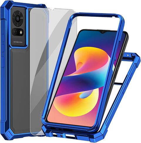 Ailiber for TCL K24 T434D Cell Phone Case, with Screen Protector, Dual Layer Shockproof Bumper, Clear Transparent Anti Yellowing, Slim [Scratch-Resistant] Cover for TCL K24-Blue in Saudi Arabia