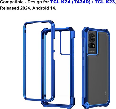 Ailiber for TCL K24 T434D Cell Phone Case, with Screen Protector, Dual Layer Shockproof Bumper, Clear Transparent Anti Yellowing, Slim [Scratch-Resistant] Cover for TCL K24-Blue in Saudi Arabia