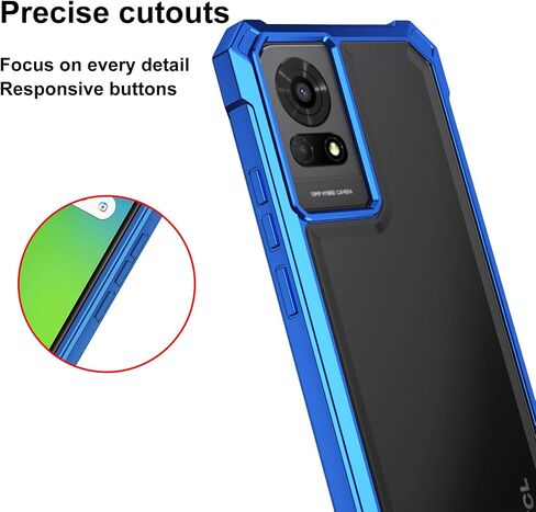 Ailiber for TCL K24 T434D Cell Phone Case, with Screen Protector, Dual Layer Shockproof Bumper, Clear Transparent Anti Yellowing, Slim [Scratch-Resistant] Cover for TCL K24-Blue in Saudi Arabia
