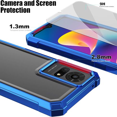 Ailiber for TCL K24 T434D Cell Phone Case, with Screen Protector, Dual Layer Shockproof Bumper, Clear Transparent Anti Yellowing, Slim [Scratch-Resistant] Cover for TCL K24-Blue in Saudi Arabia
