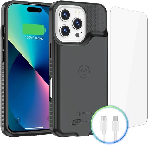 Alpatronix Battery Case for iPhone 16 Pro Max, Portable Strong Slim Protective Extended Charger Cover, 15W Fast Charging, High Capacity with Wireless Charging Case (BX16PM) Black in Saudi Arabia