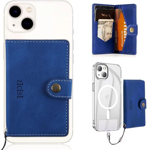 Phone Wallet Magnetic,Compatible with Apple Magsafe Wallet for iPhone 16/15/14 Pro Max/14 Pro/14 Plus/13/12 Series,Vegan Leather Magnetic Wallet with 5 Card Holders/RFID Blocking,Light Blue in Saudi Arabia