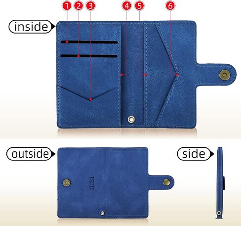 Phone Wallet Magnetic,Compatible with Apple Magsafe Wallet for iPhone 16/15/14 Pro Max/14 Pro/14 Plus/13/12 Series,Vegan Leather Magnetic Wallet with 5 Card Holders/RFID Blocking,Light Blue in Saudi Arabia