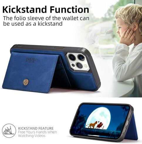 Phone Wallet Magnetic,Compatible with Apple Magsafe Wallet for iPhone 16/15/14 Pro Max/14 Pro/14 Plus/13/12 Series,Vegan Leather Magnetic Wallet with 5 Card Holders/RFID Blocking,Light Blue in Saudi Arabia