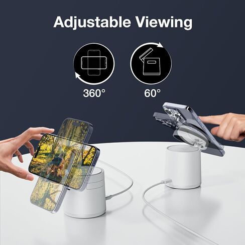 2025 ترقية محطة شحن 3 في 1 لشاحن Apple MagSafe، حامل شحن لاسلكي محمول قابل للتعديل، قاعدة شحن لاسلكية سريعة لهاتف iPhone 16 15 14 13 12 Pro Max وApple Watch AirPods (أبيض) in Saudi Arabia
