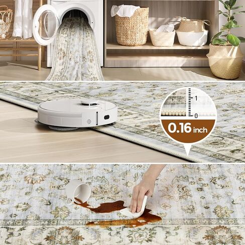 5x7 Bathroom Rugs, Boho Area Rugs Machine Washable for Living Room Bedroom, Non Slip Water Repellent Floor Carpet, Vintage Rug for Entryway Bedroom Kitchen Dining, Yellow in Saudi Arabia