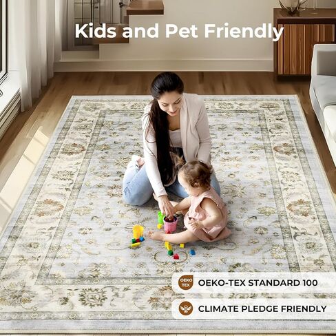 5x7 Bathroom Rugs, Boho Area Rugs Machine Washable for Living Room Bedroom, Non Slip Water Repellent Floor Carpet, Vintage Rug for Entryway Bedroom Kitchen Dining, Yellow in Saudi Arabia