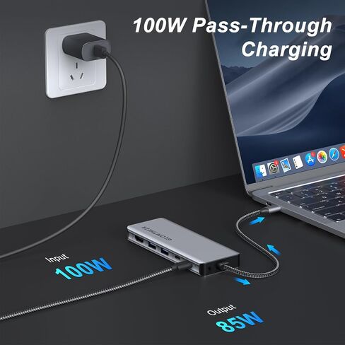 M.2 NVMe Enclosure USB C Hub بسرعة 10 جيجابت في الثانية لجهاز Mac MacBook PS5 Steam Deck Laptop، محطة إرساء مع USB 3.2 Gen2، 4K@60 هرتز HDMI، 2280/2260/2242/2230 m2 قارئ SSD خارجي، 100 وات PD in Kuwait