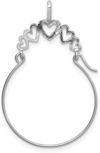 JewelryWeb - قلادة حامل حلية على شكل قلب من الذهب الأصفر أو الأبيض أو الوردي عيار 14 قيراط - قلادة حامل حلقة للنساء - هدايا للأم والجدة - هدية عيد الأم in Kuwait