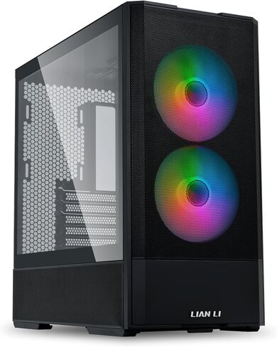 حافظة كمبيوتر LIAN LI LANCOOL 207 ATX، حافظة كمبيوتر ألعاب RGB، هيكل برجي مزود بألواح شبكية محسنة لتدفق الهواء مع 2x140 مم ARGB، مراوح PWM 2x120 مم مثبتة مسبقًا، منفذ USB من النوع C، لوحة جانبية من الزجاج المقسى (أسود) in Saudi Arabia