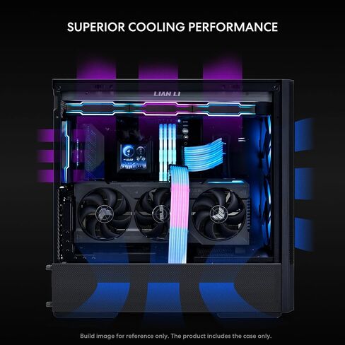 حافظة كمبيوتر LIAN LI LANCOOL 207 ATX، حافظة كمبيوتر ألعاب RGB، هيكل برجي مزود بألواح شبكية محسنة لتدفق الهواء مع 2x140 مم ARGB، مراوح PWM 2x120 مم مثبتة مسبقًا، منفذ USB من النوع C، لوحة جانبية من الزجاج المقسى (أسود) in Saudi Arabia