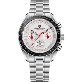 Pagani Design 1701 Mens Quartz Watch Casual Stainless Steel Dial 40mm Analog Automatic Watch 100M Water Resistant Chronograph Mirror Watch with Sapphire