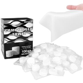 100PCS Compressed Towel Tablets Mini Disposable Compressed Towel Tablets，Bulk Coin Tissues，Disposable and portable face towels suitable for travel, Camping, Sports, Beauty Salons, Home use
