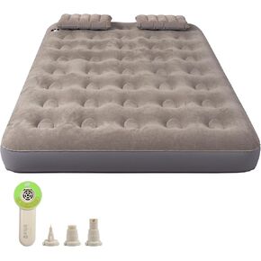 Camping Air Mattress with Pillow Full Size - with Velvet Touch - 440 lbs Capacity - Inflatable & Leak-Free - Portable Lightweight Air Mattress for Camping, Travel, Home Camping Accessories (Full Size)
