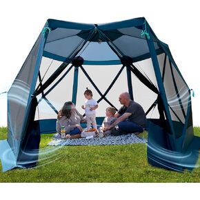 TIMBER RIDGE Easy Pop Up Gazebo Canopy Tent for Camping, 11.5 X 9.8 Ft Portable Instant Screened House, Pop Up Canopy with Netting for Backyard, Patio, Outdoor, Tailgating, Picnics, Blue