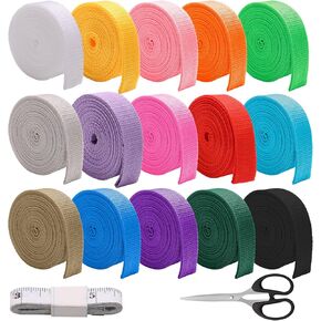 Boyistar 15 Rolls Webbing 1 Inch, Polypropylene 5 Yards Heavy Duty Webbing Strap for Bags, Pets, Climbing Outdoors Indoors Crafting DIY, 15 Colors