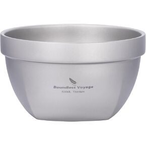 Boundless Voyage Titanium 500ml Double Walled Bowl Oatmeal Rice Soup Yogurt Bowl Ultralight Portable Tableware Outdoor Camping Metal Bowl
