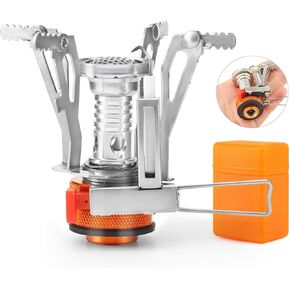Portable Camping Stove Backpacking Stove, Lightweight Mini Gas Stove for Hiking, Travel, Adventures, and Emergencies, Portable Camp Stove with Piezo Ignition and 3000 Watts of Power