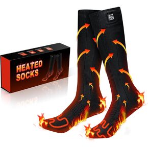 Heated Socks for Men Women, 7.4V 3000mAh Rechargeable Electric Heated Socks Foot Warmers 3 Heating Settings, Winter Washable Thermal Warming Socks for Outdoor Riding Skiing Camping Fishing Hunting