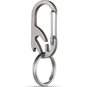 TISUR Titanium Carabiner Keychain Clip, Anti-Lost Key Ring Holder, Heavy Duty Key Chain Bottle Opener for Men Women