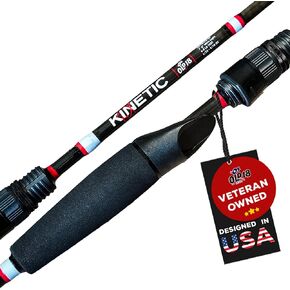 Old 18 Kinetic Series Spinning & Casting Rods - 30-Ton Carbon, Enhanced Sensitivity for Precision Strikes, Coated Stainless Guides, Ideal for Freshwater and Inshore Species - Split Grip for Comfort