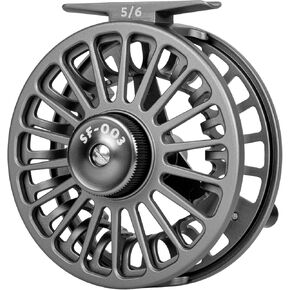 SF SF-003 5/6wt Fly Fishing Reel Single/Combo for Fly Fishing with Aluminum Alloy Body, Easy Spool Change, Pre-Loaded Fly Reel with Line Combo for Freshwater, Matte Gunmetal Gray