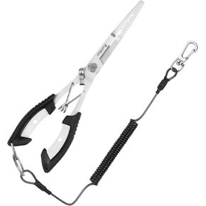 Stainless Steel Fishing Pliers,Needle Nose Pliers Fishing,Fishing Pliers Hook Remover,Fishing Pliers Kit with Lanyard,Braid Cutter Rustproof Fishing Multitool for Saltwater Freshwater