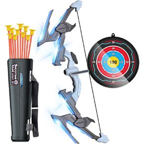 Bow and Arrow, Led Light Up Kids Bow and Arrow Set with 10 Suction Cup Arrows, Archery Target & Arrow Case, Indoor Outdoor Toys for Boys Girls Ages 3-5 4-6 6-8 8-10 8-13