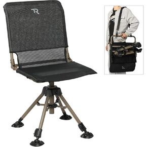 TR Hunting Chair 360 Degree Silent Swivel Folding Chair for Blinds, 400lbs Capacity 2 Legs Adjustable Height Comfortable Stable Hunting Seats, Portable Ground Hunting Chair